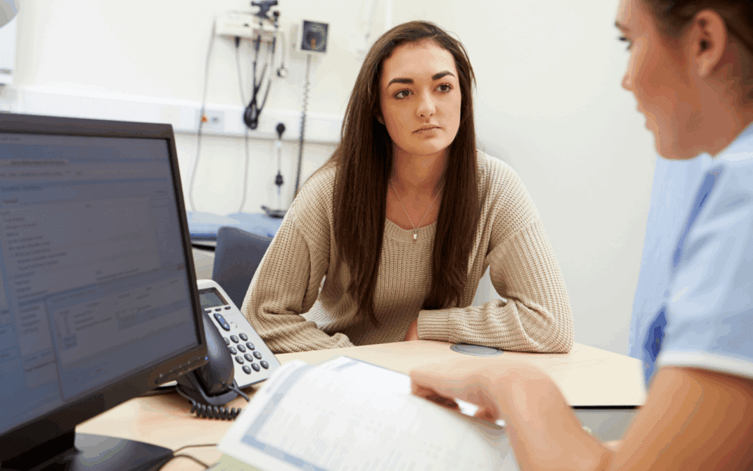 patient talking to nurse
